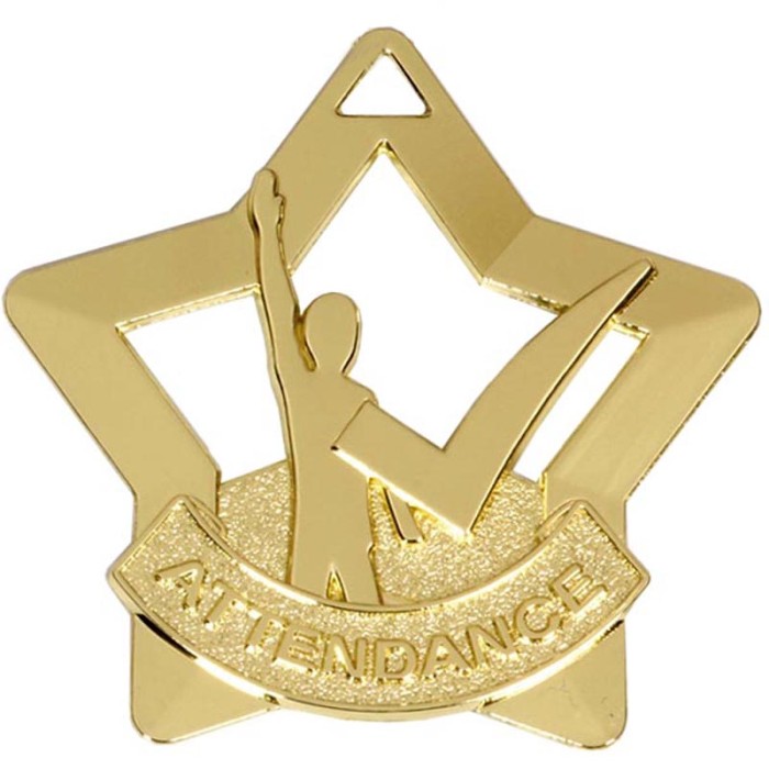  ATTENDANCE STAR MEDAL - 60mm - GOLD